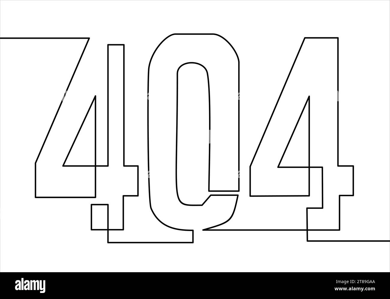 Design 404-Fehler. Illustration des Vektorkonzepts für Seite 404-durchgehende Linienzeichnung Stock Vektor