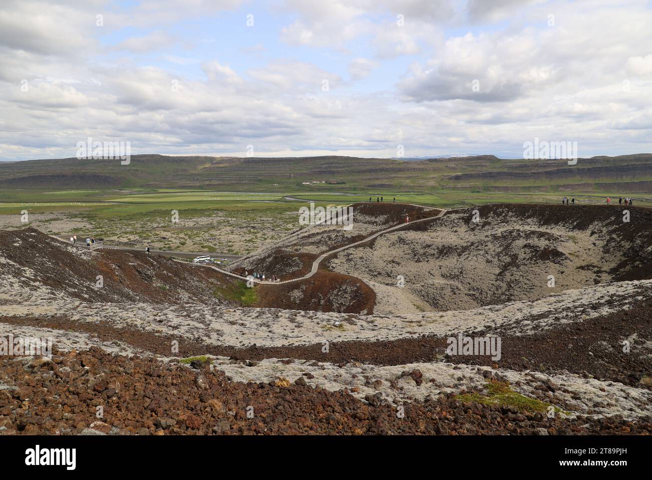 Der erloschene Vulkankrater Grabrok-Island Stockfoto