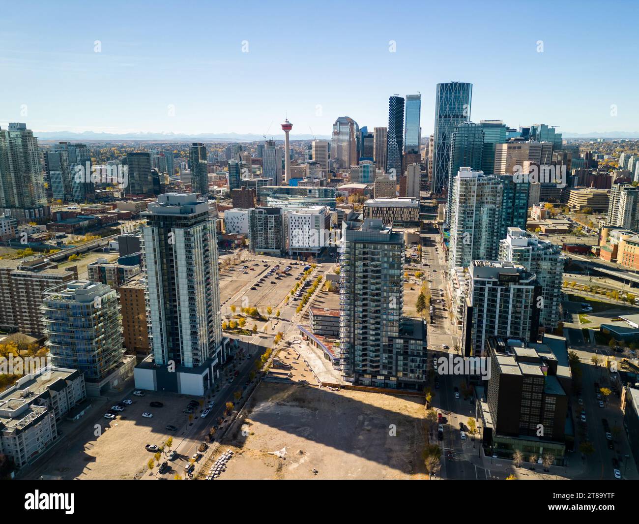 Skyline von Downtown Calgary. Calgary, Alberta, Kanada. Stockfoto