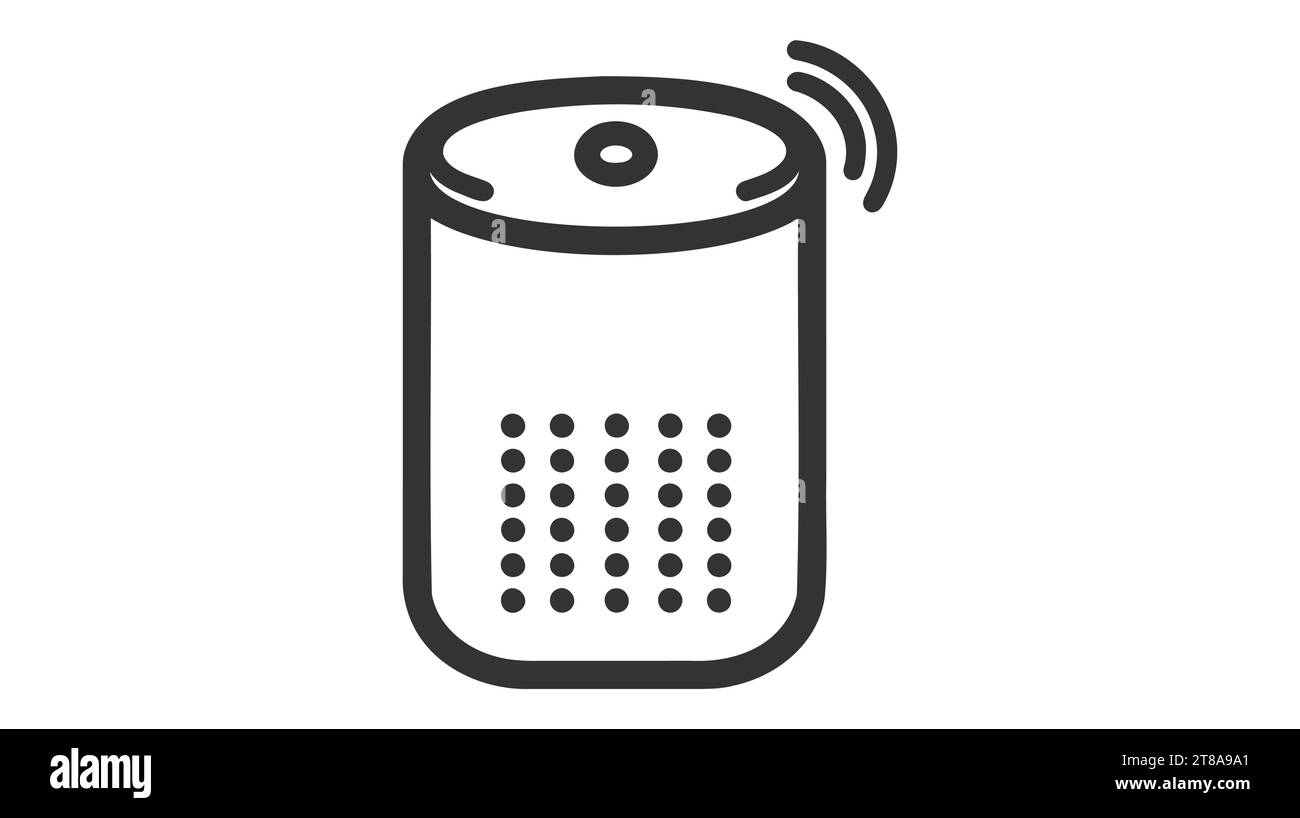 Schwarzes Symbol für Smart Speaker Line. Persönliche Sprachunterstützung, Gesprächserkennung. Stock Vektor