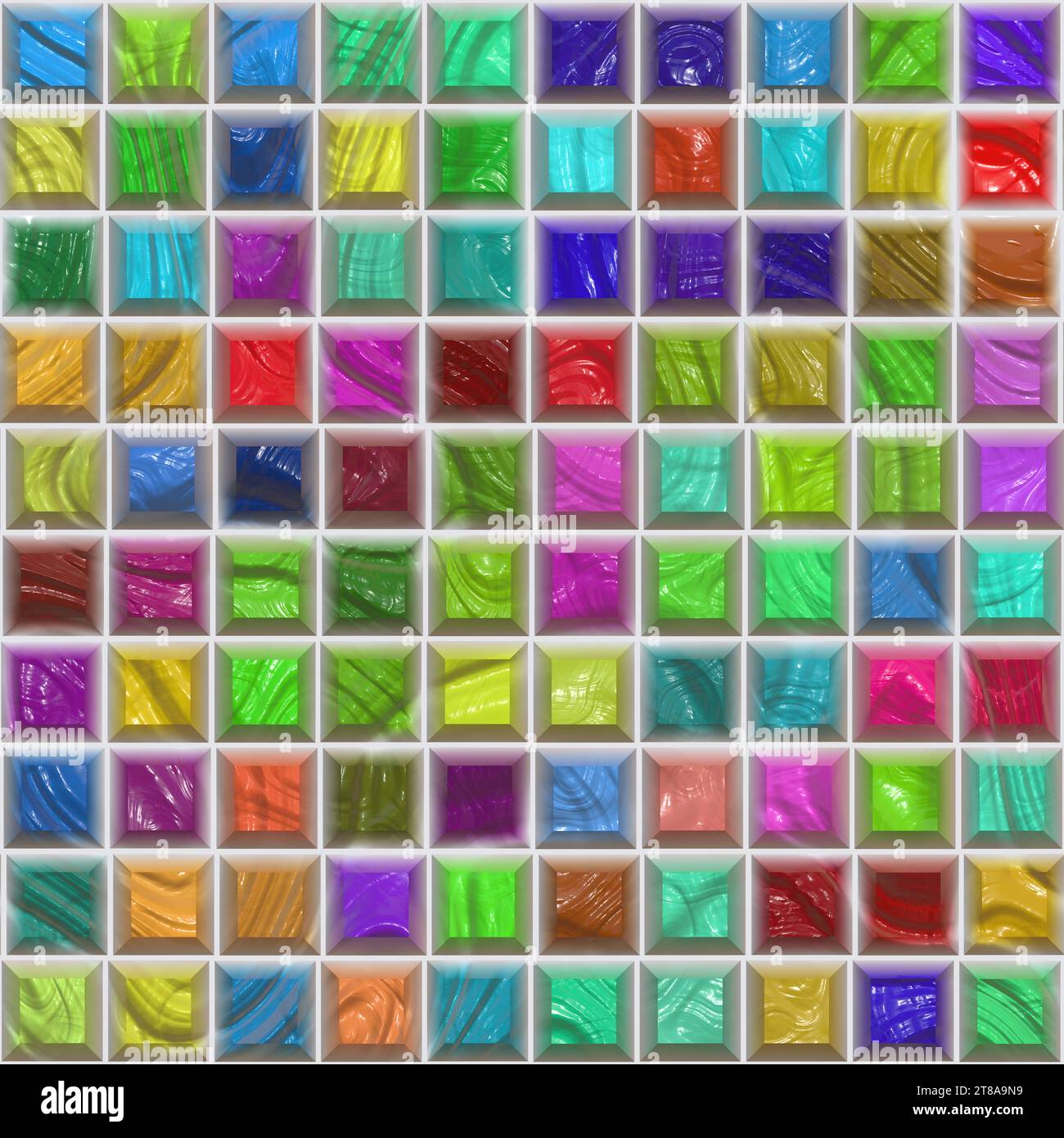 Abstrakter nahtloser Farbhintergrund. Quadratisches geometrisches nahtloses Muster. Modisches grafisches Hintergrunddesign. Moderne, stilvolle abstrakte Textur. Schwarzweiß Stockfoto