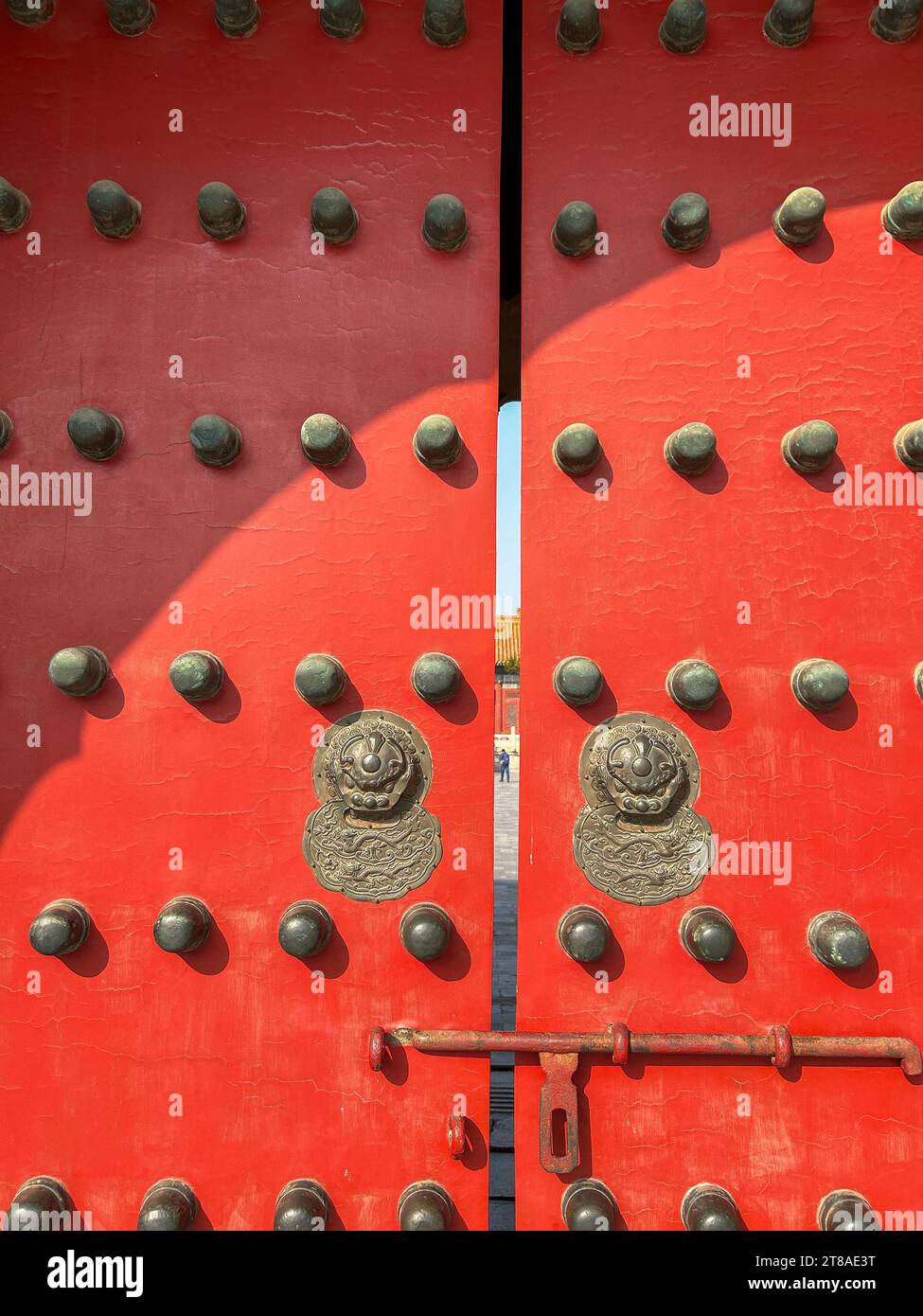 Peking, China, Detail, Geschlossene Antike Tür, Stadtdenkmal, „die Verbotene Stadt“, historische Denkmäler, Halle der kaiserlichen Vorherrschaft Stockfoto