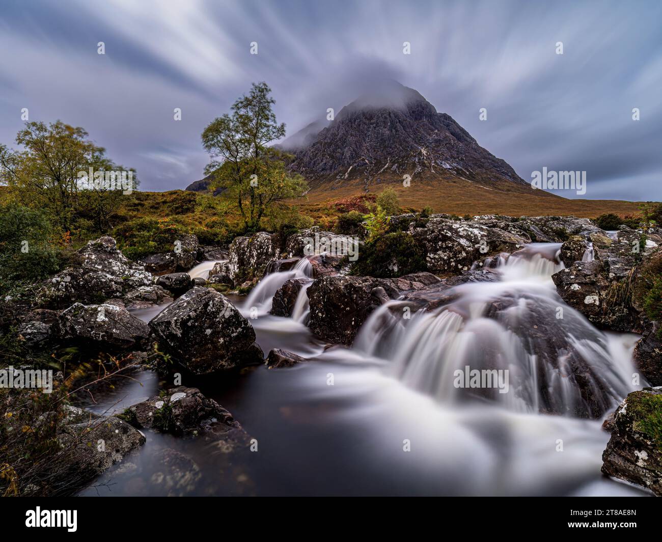 Etive Mor Wasserfall, Glencoe Stockfoto