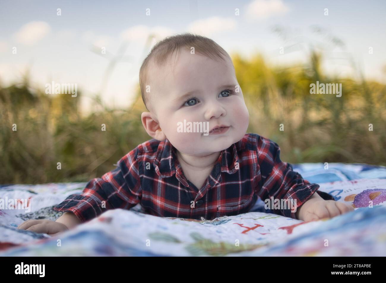 Eine Fotosession mit einem süßen Baby Stockfoto