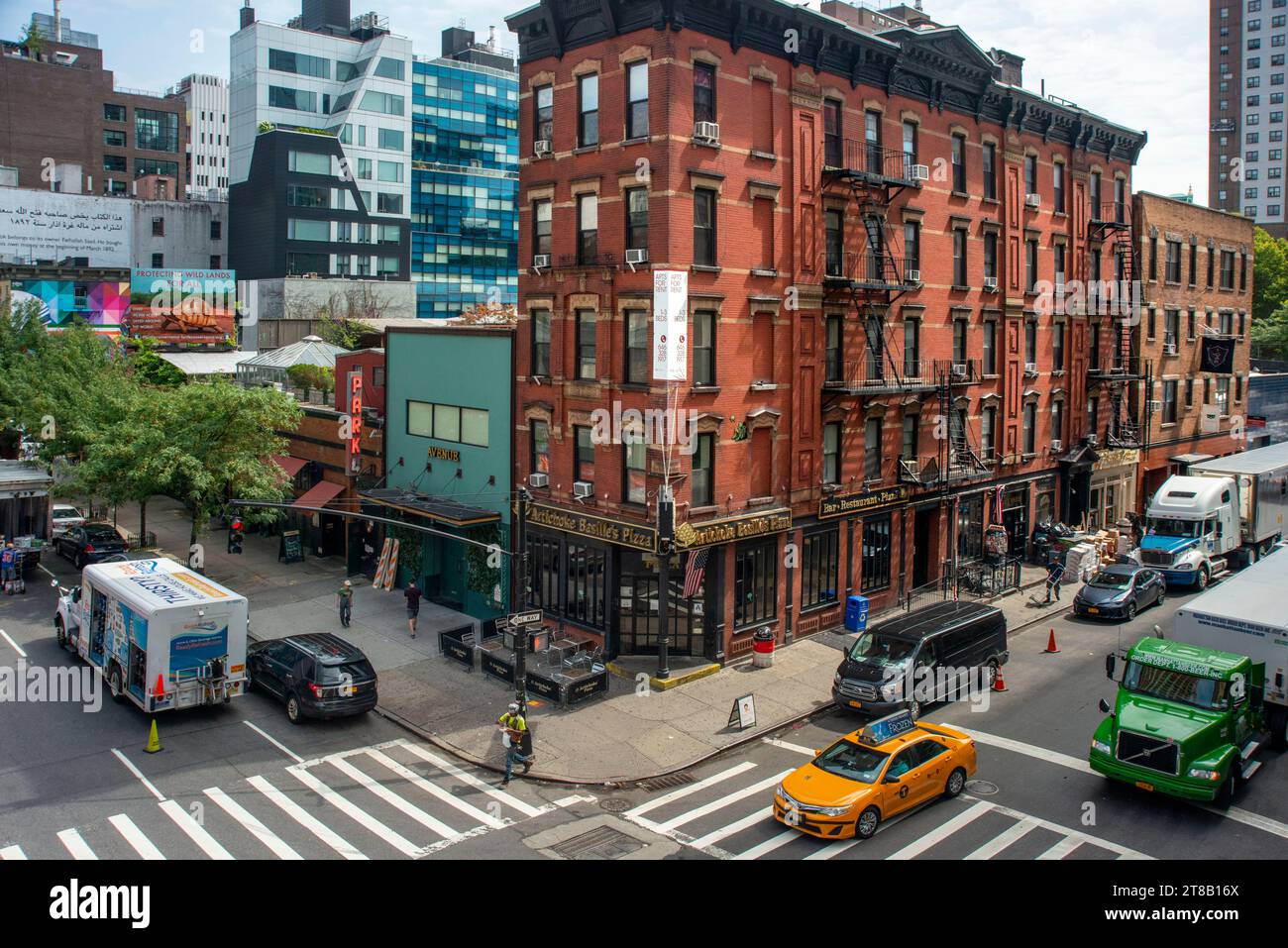 10th Avenue von New york High Line New Urban Park gebildet von einer verlassenen Hochbahnlinie in Chelsea Lower Manhattan New york City HIGHLINE, Stockfoto