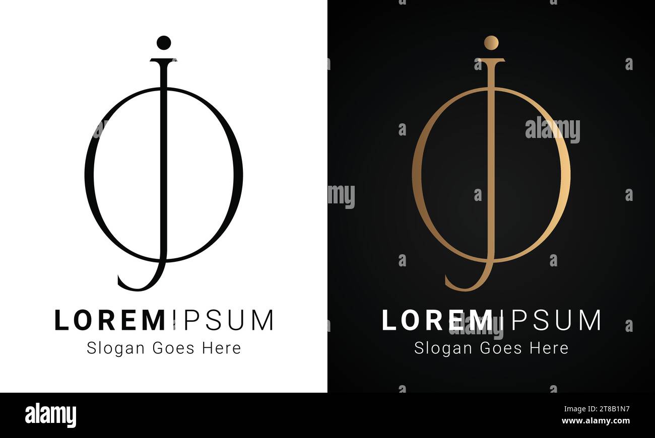 Luxuriöses Initial JO oder OJ Monogramm Schriftbuchstaben-Logo-Design Stock Vektor