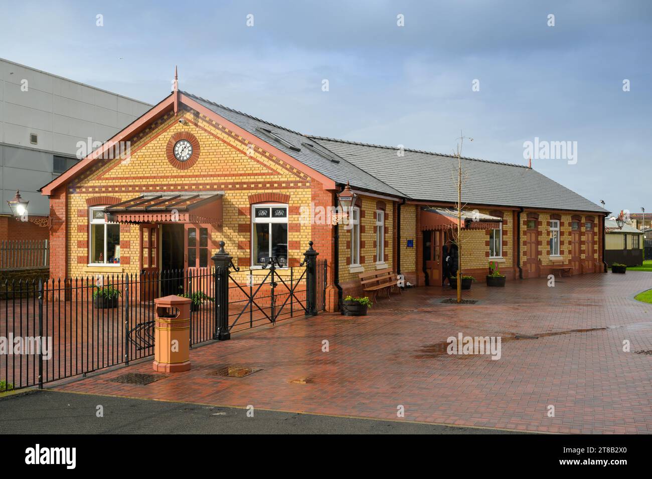 Der Ticketschalter an der Vale of Rheidol Railway, Aberystwyth, Nordwales Stockfoto