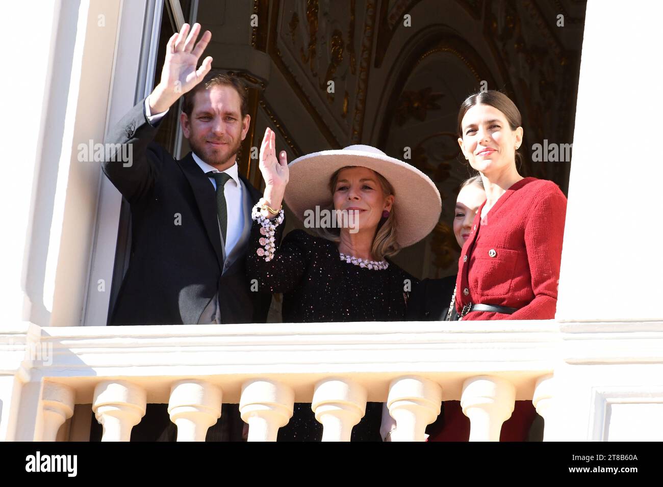 Monaco National Day 2023 MONACO, 19. NOVEMBER: Prinzessin Caroline von Hannover, Charlotte Casiraghi, Andrea Casiraghi, nehmen am Monaco National Day 2023 am 19. November 2023 in Monaco Teil, Copyright: XNewsxPicturesx Royal Monaco Day 1247 Credit: Imago/Alamy Live News Stockfoto