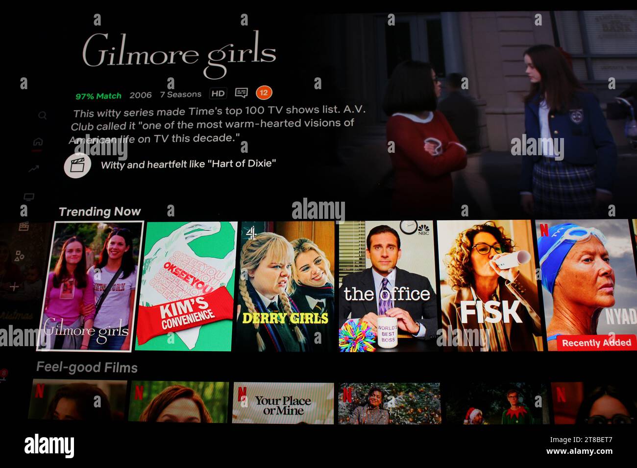 Gilmore Girls in der Netflix TV App zeigte Trending Now Stockfoto