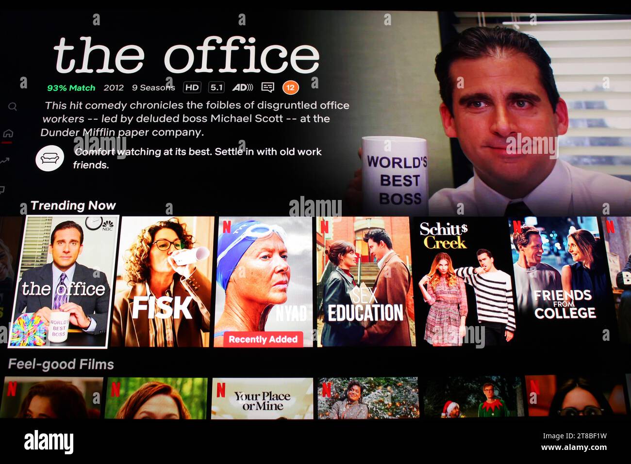 The Office – Streaming auf Netflix auf Heimfernsehern Stockfoto
