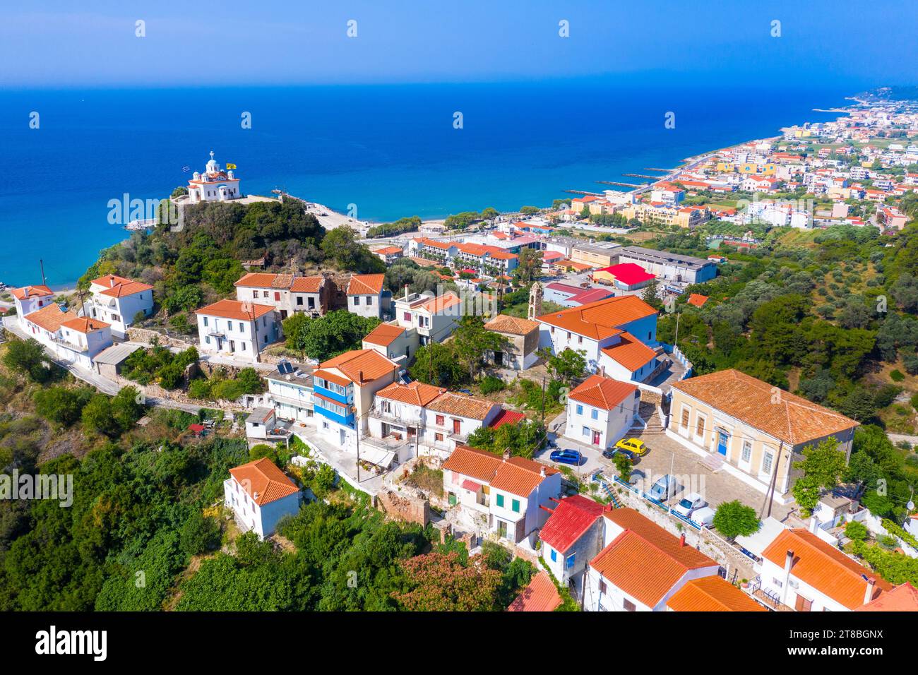 Samos Insel, malerischer Blick auf die Küstenstadt Karlovasi. Griechenland in der östlichen ägäis Stockfoto