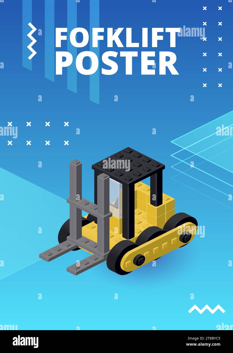 Gabelstaplerposter für Druck und Design. Vektorabbildung. Stock Vektor