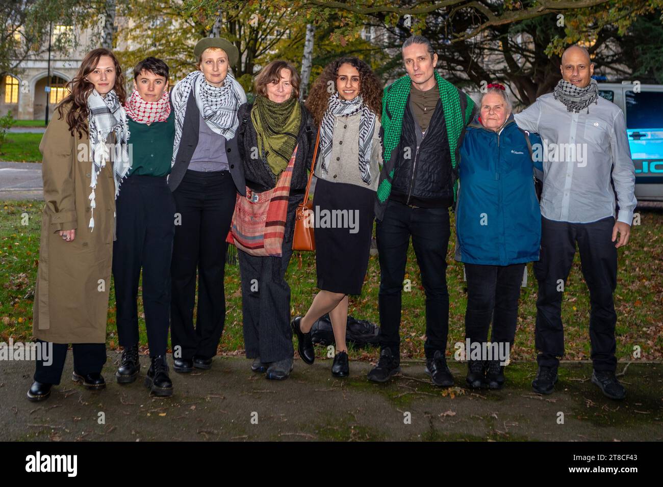 November 2023. Snaresbrook Crown Court, London, Großbritannien. 6-wöchiger Prozess gegen 8 Angeklagte, bekannt als die Elbit Eight, wegen Verschwörung zur Begehung von kriminellem Schaden, wegen Verschwörung zum Einbruch und 3 der Angeklagten werden wegen Verschwörung zur Erpressung angeklagt. Dies betrifft Maßnahmen gegen Elbit Systems, einen der größten israelischen Waffenhersteller im Vereinigten Königreich, Abdullah Bailey/Alamy Live News Stockfoto