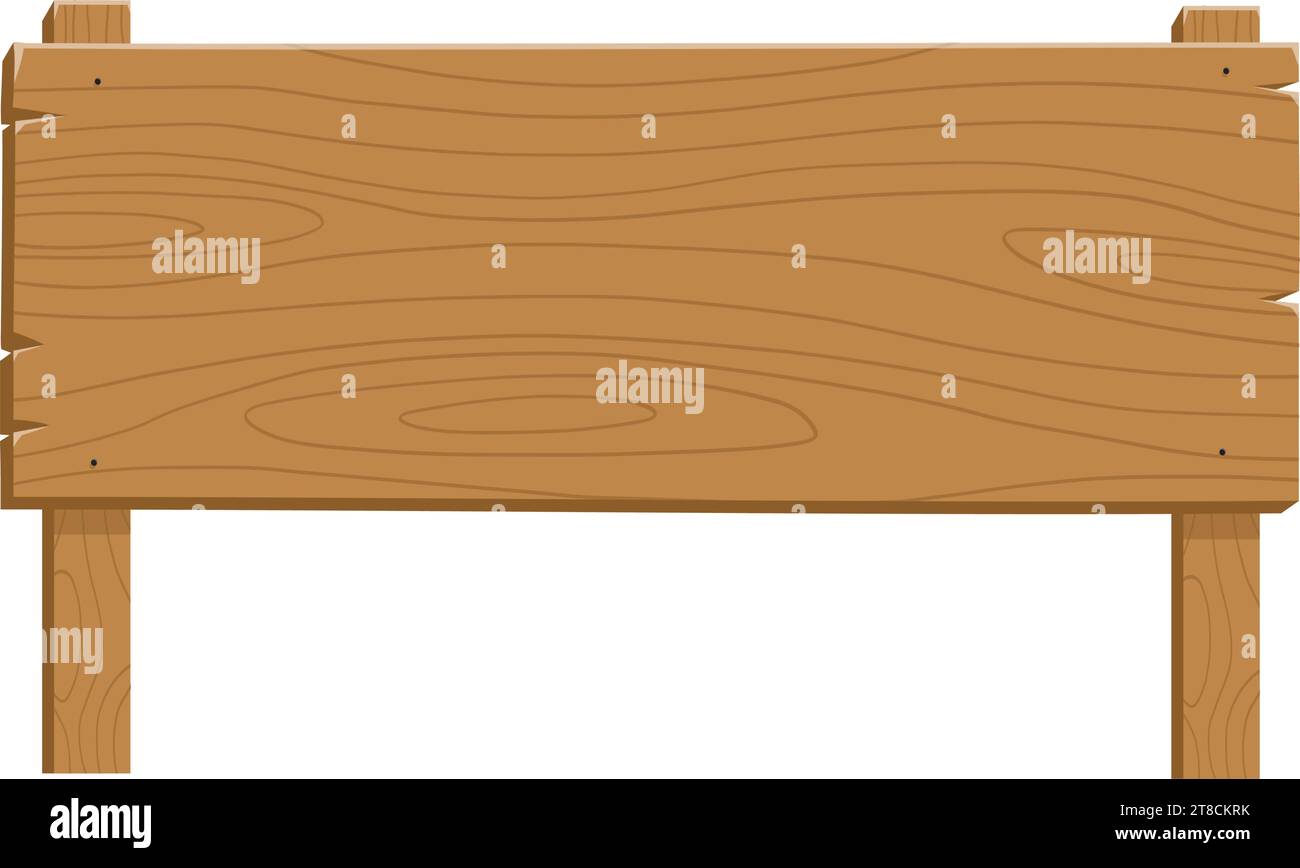 Holzdiele Schild Brett Stand Zaun Cartoon Illustration Vorlage Vektor Stock Vektor