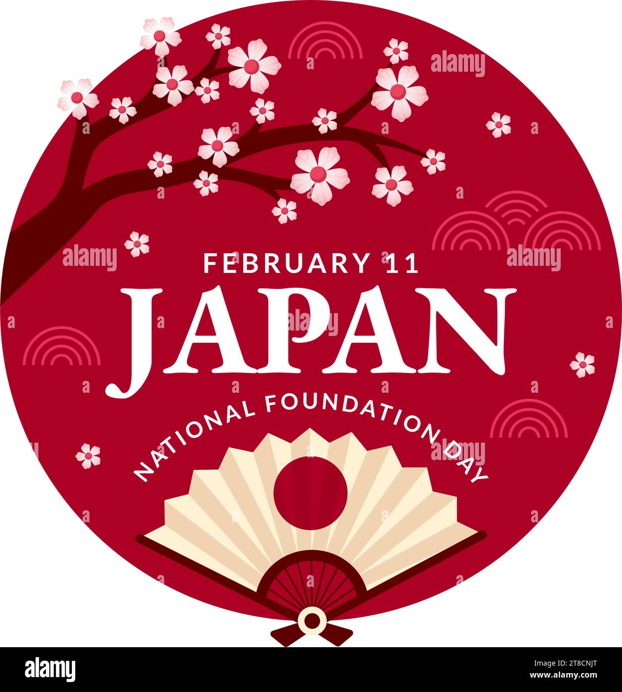 Happy Japan National Foundation Day Vektor-Illustration am 11. Februar mit berühmten japanischen Wahrzeichen und Flagge in Flat Kids Cartoon Hintergrund Stock Vektor