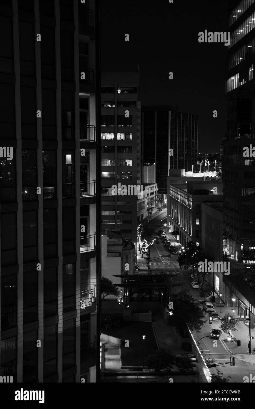 Stadtzentrum Ft. Worth, Texas Nachtszene Stockfoto