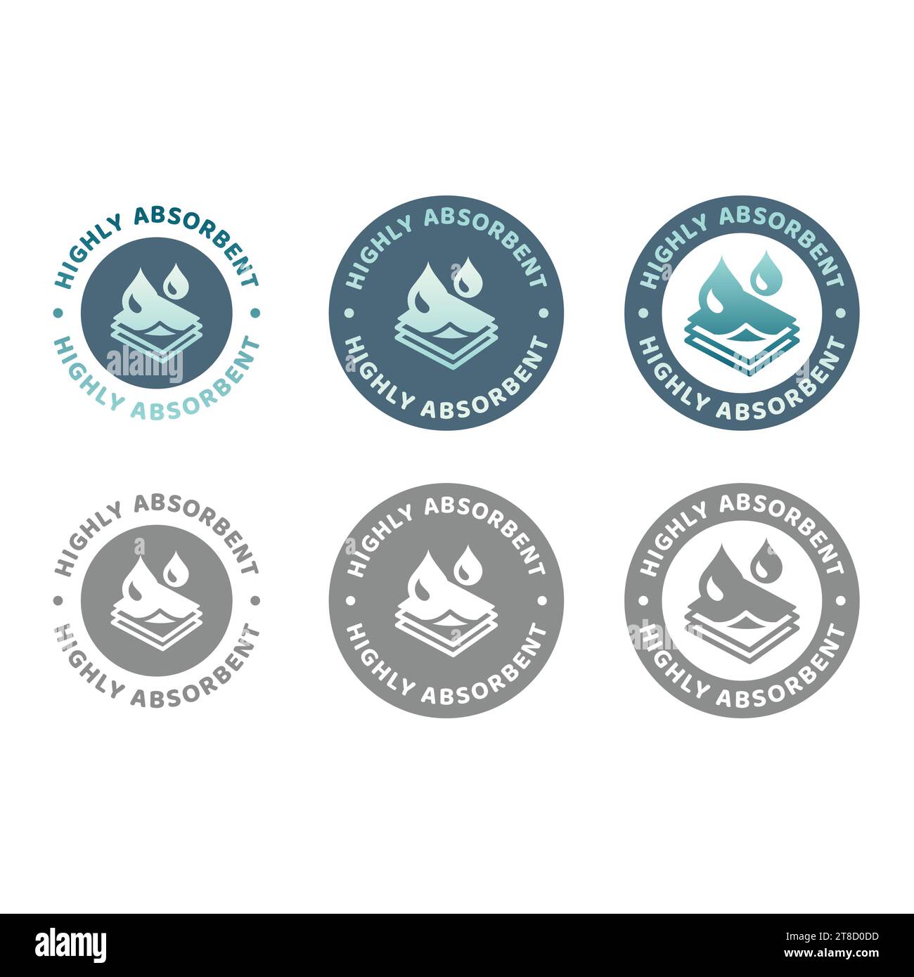 Stark saugfähiges farbenfrohes Vektoretikett-Set. Etiketten für Saugpolster oder Handtuch und Windelkreis. Stock Vektor