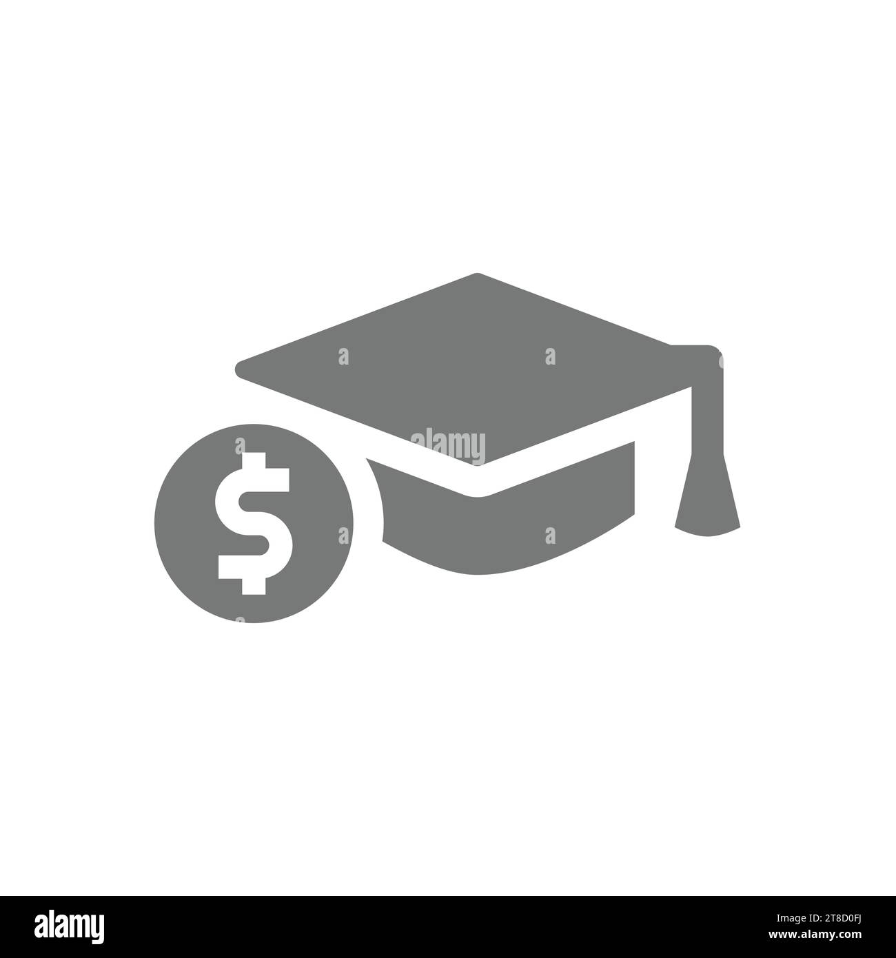 Studentendarlehen, Vektor-Symbol für Bildungskosten. Abschlussgeld und Geld, Universitätsgebührensymbol. Stock Vektor