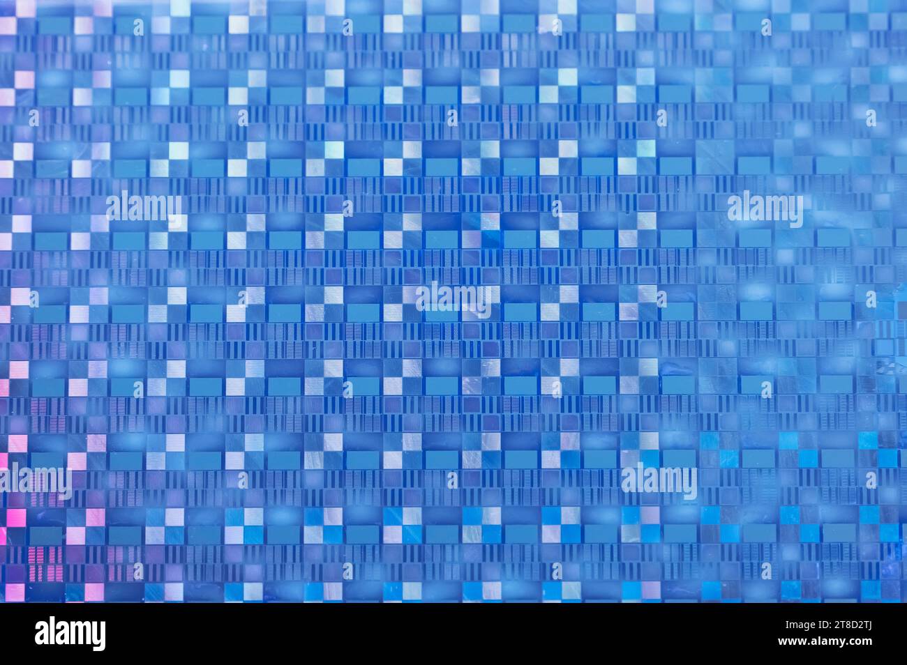 Silizium-Wafer-Halbleiter mit Neonfarbe, integrierte Schaltungen zur Herstellung von CPU und GPU Stockfoto