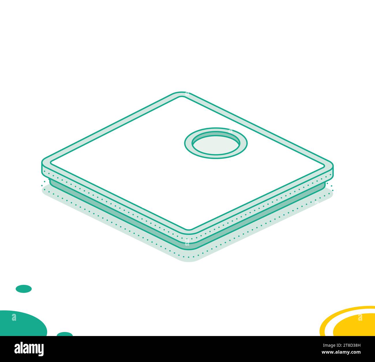 Digitale Körpergewichtswaage. Vektorabbildung. Isometrisches Umrissobjekt auf weißem Hintergrund isoliert. Symbol für Web. Stock Vektor