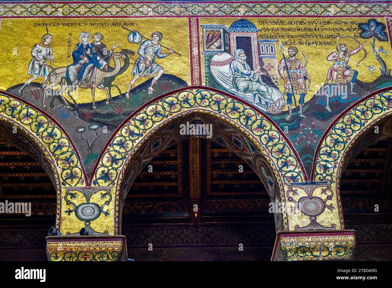 Byzantinische Mosaike mit Geschichten aus dem Alten Testament in der Kathedrale von Monreale, Palermo - Sizilien, Italien Stockfoto
