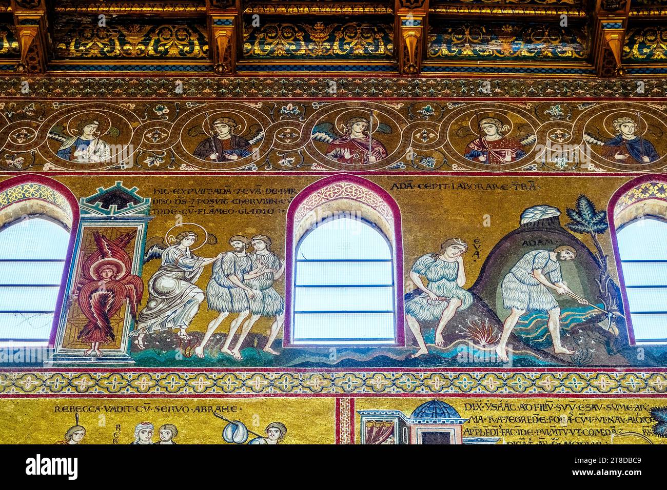 Byzantinische Mosaike mit Geschichten aus dem Alten Testament in der Kathedrale von Monreale, Palermo - Sizilien, Italien Stockfoto