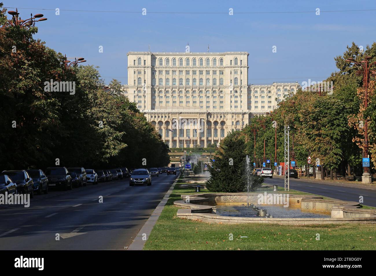 Parlamentspalast (Palatul Parlamentului) Ostseite, Union Boulevard (Bulevardul Unirii), Civic Centre, Historic Centre, Bukarest, Rumänien, Europa Stockfoto