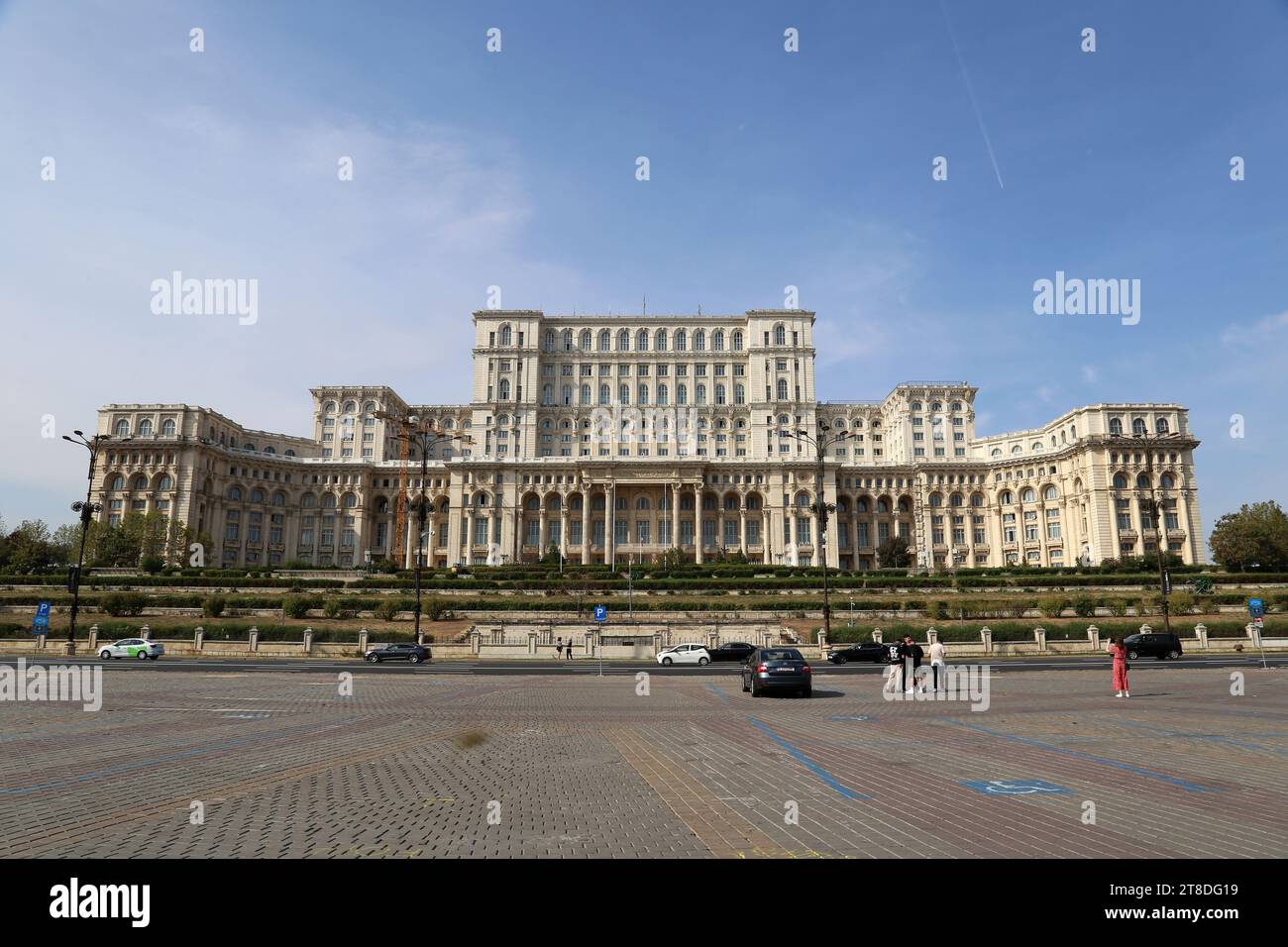 Parlamentspalast (Palatul Parlamentului) Ostseite, Piața Constituției, Historisches Zentrum, Bukarest, Gemeinde Bukarest, Rumänien, Europa Stockfoto