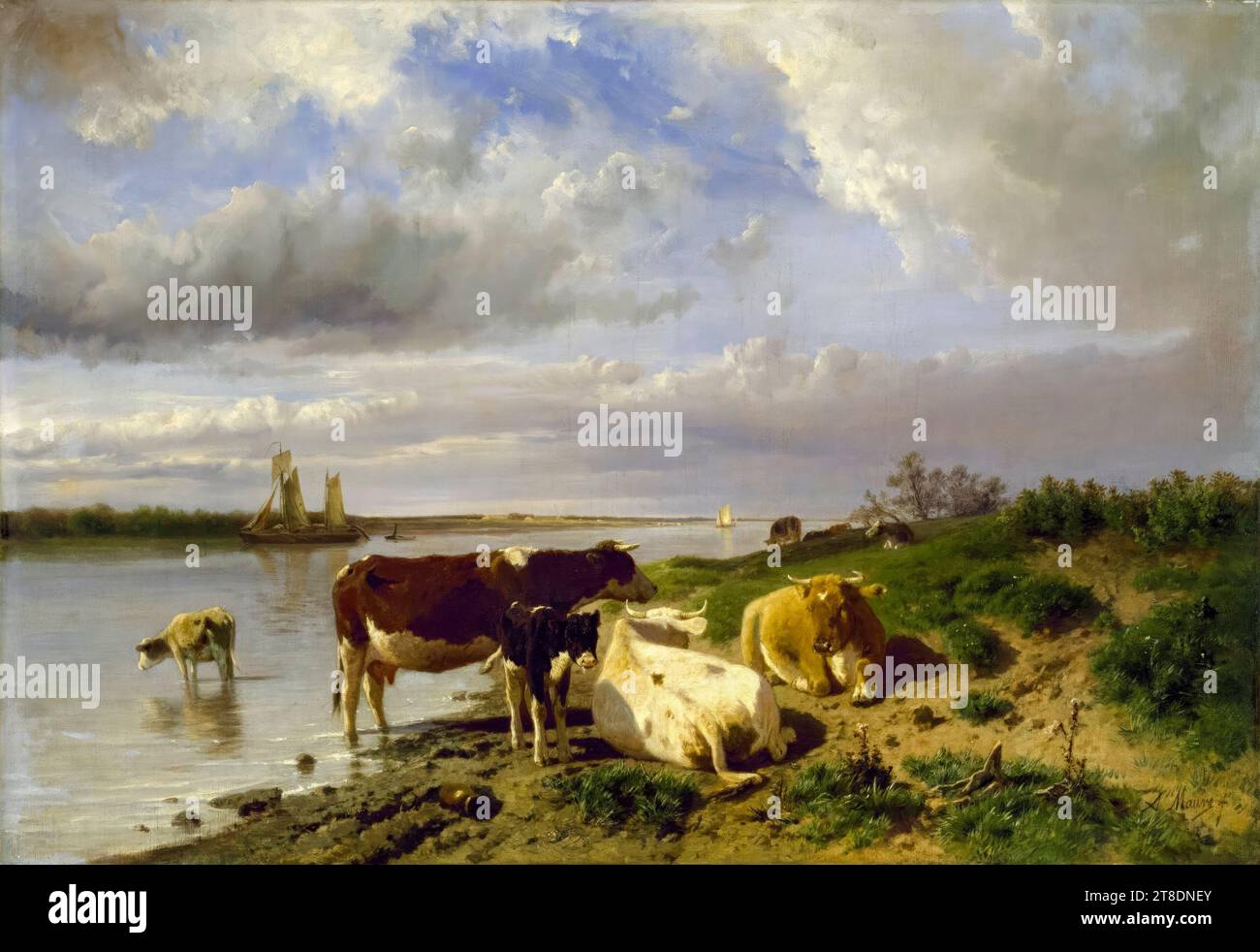 Anton Mauve, Landschaft mit Vieh, Ölgemälde auf Leinwand, vor 1888 Stockfoto