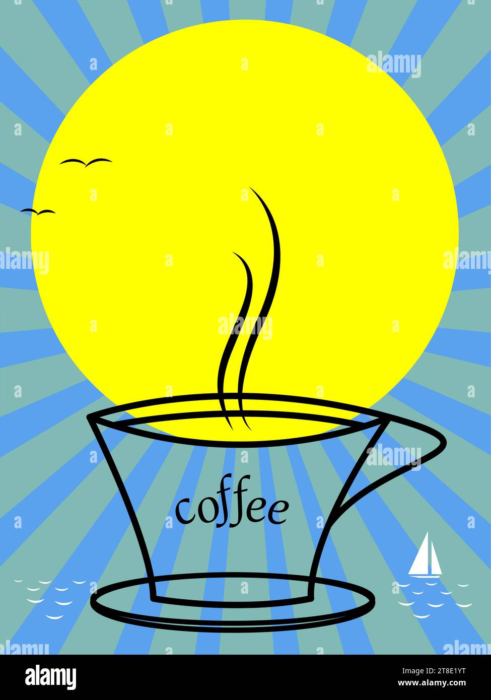 Eine Tasse Aroma-Kaffee auf einem sonnigen Morgen-Vektor-Poster Stock Vektor