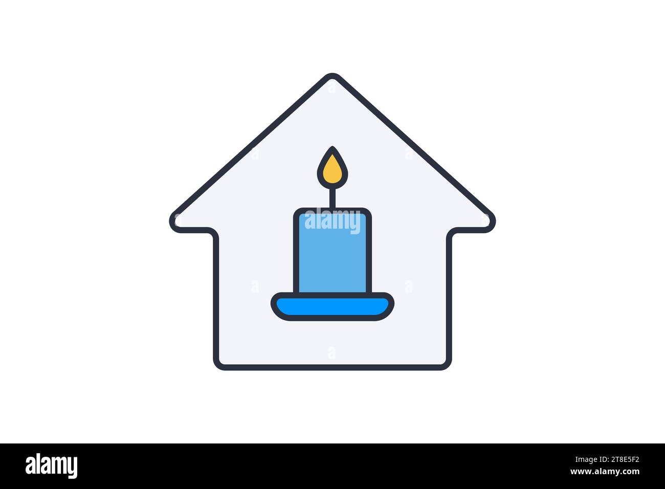 Kerzenhaus-Symbol. Symbol für Meditation, Wellness, Spa. Symbolstil für flache Linien. Einfache Vektorkonstruktion bearbeitbar Stock Vektor