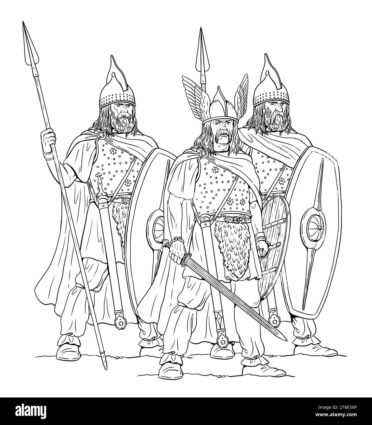 Der gallische König und Häuptling Vercingetorix. Alte gallische Kriegerzeichnung. Stockfoto
