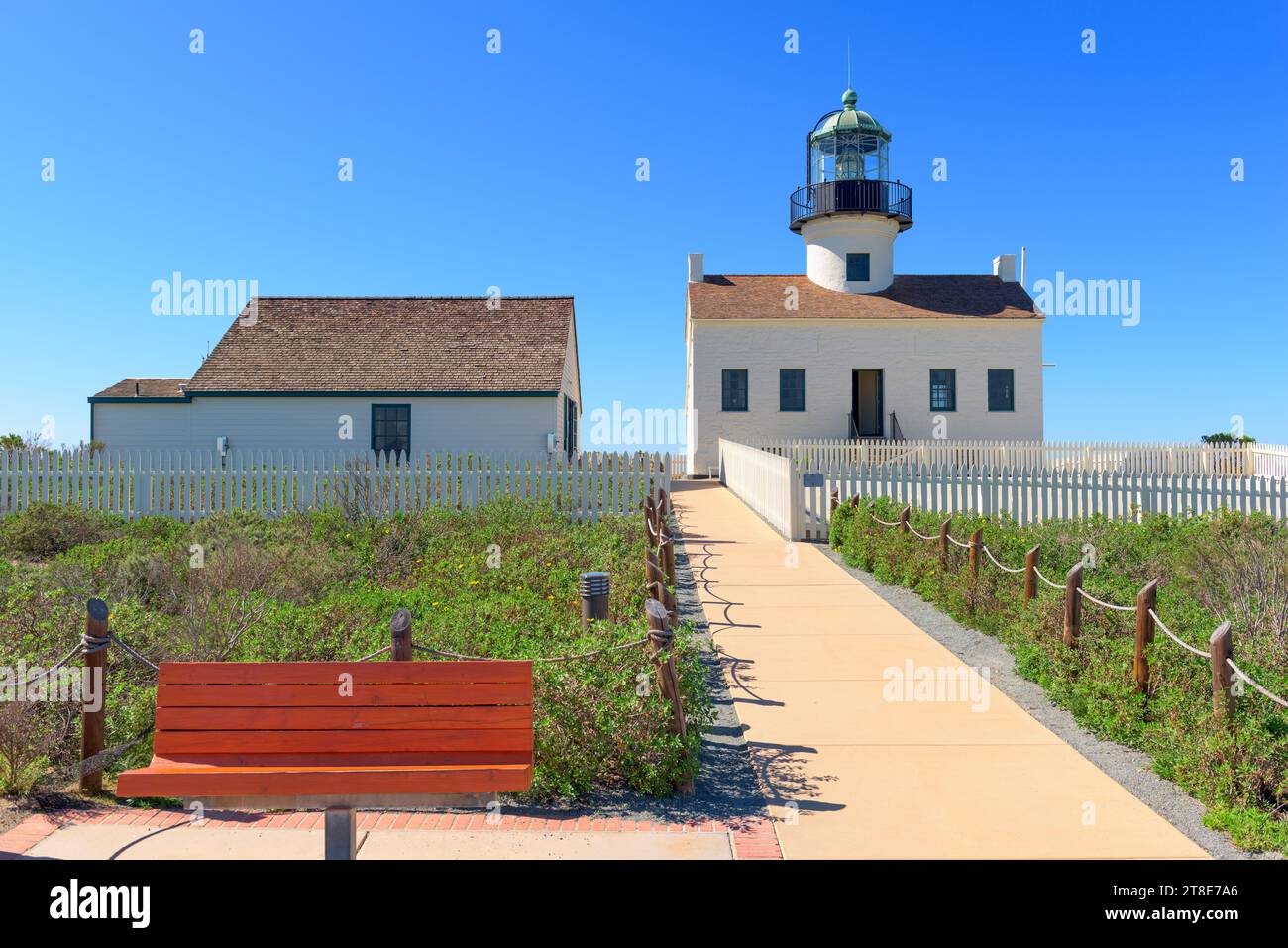 San Diego, Kalifornien am alten Loma Point Leuchtturm. Stockfoto