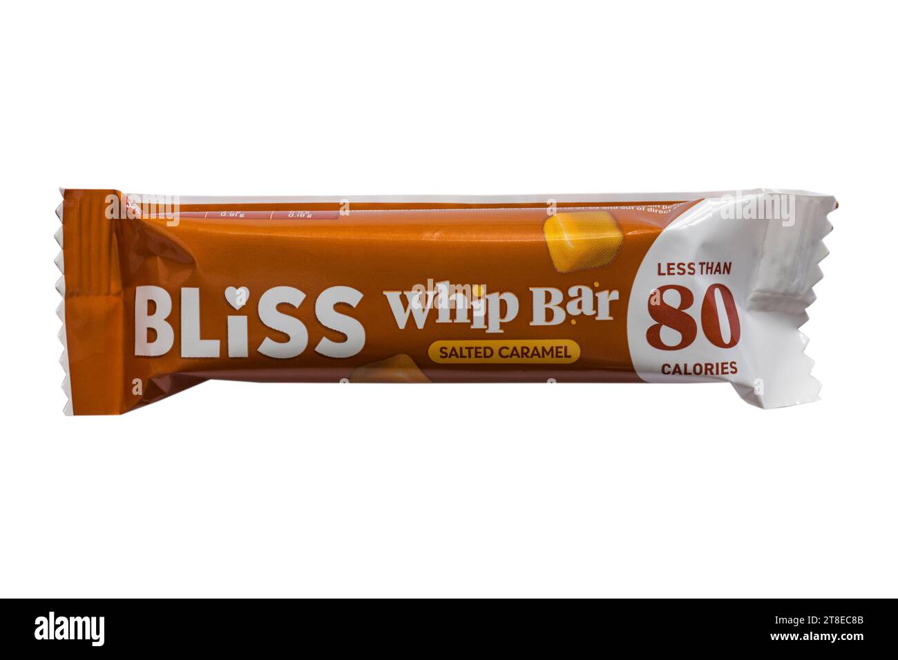 Bliss gesalzene Karamell Peitschenstange glutenfrei isoliert auf weißem Hintergrund Stockfoto