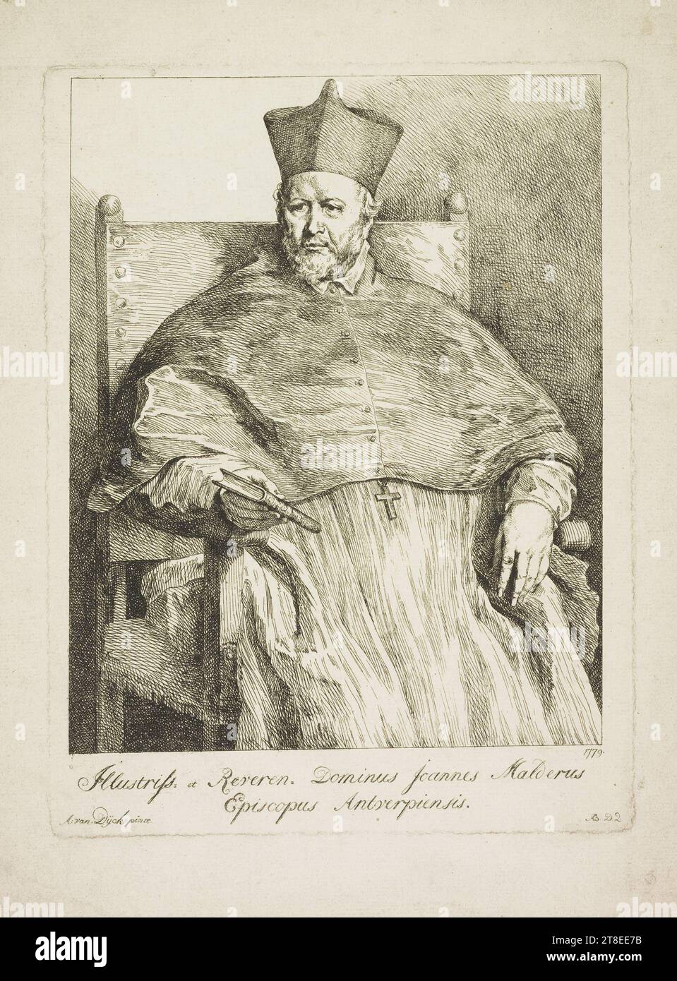 1779. Illustriss. Et Reveren. Dominus Joannes Malderus Episcopus Antverpiensis. A: Van Dijck pinx. AB. DZ Stockfoto