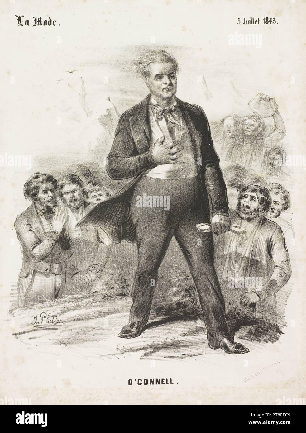 Katholische Emanzipation. J. Platier. La-Modus. Juli 1843. O'CONNELL. LITH Rigo fs et Cie, r reicher, 7 Stockfoto