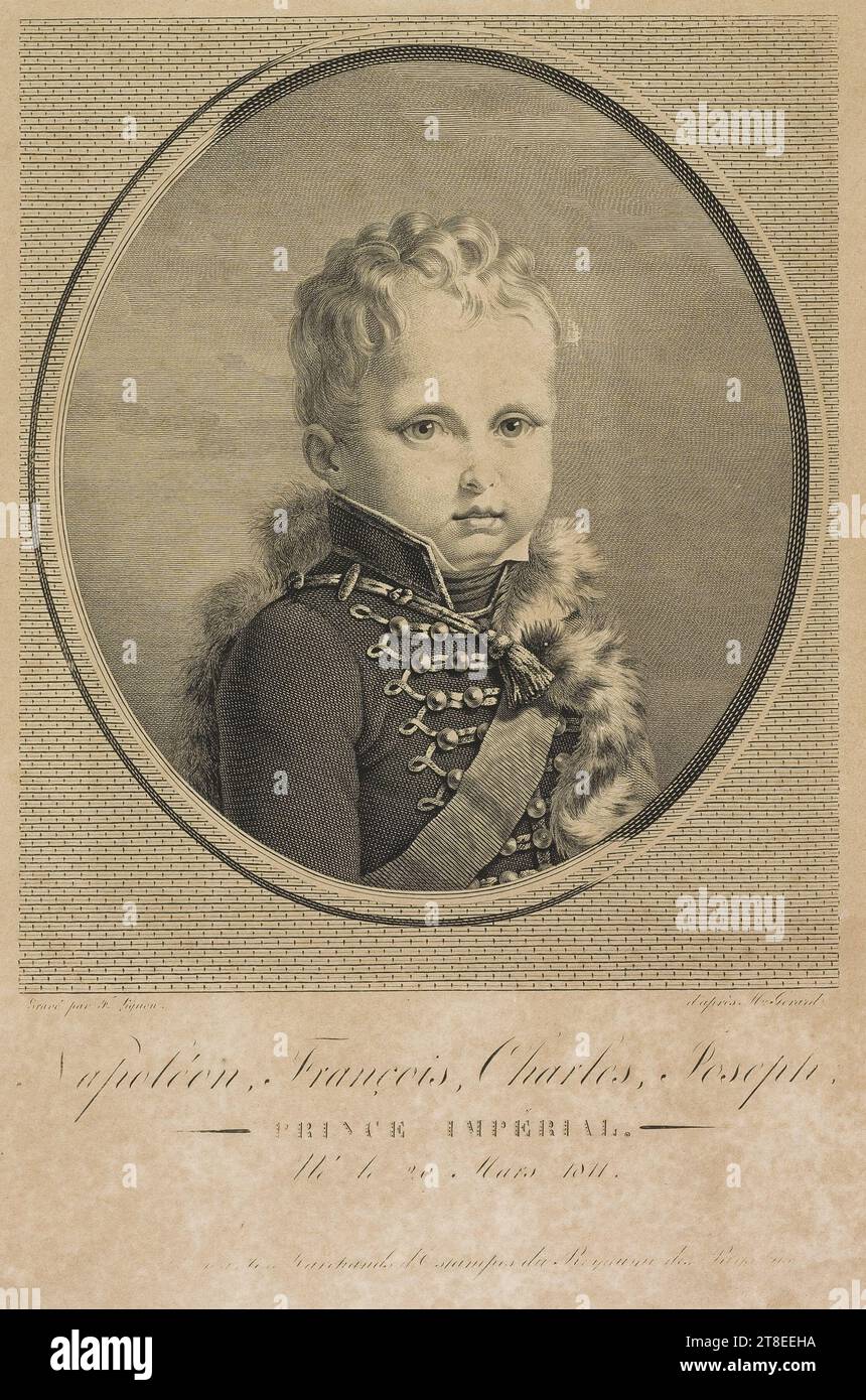 Stich von F. Lignon. Nach M. Gerard. Napoleon, Karl, Joseph, KAISERPRINZ geboren am 20. März 1811. Händler der Drucke des Königreichs P Stockfoto