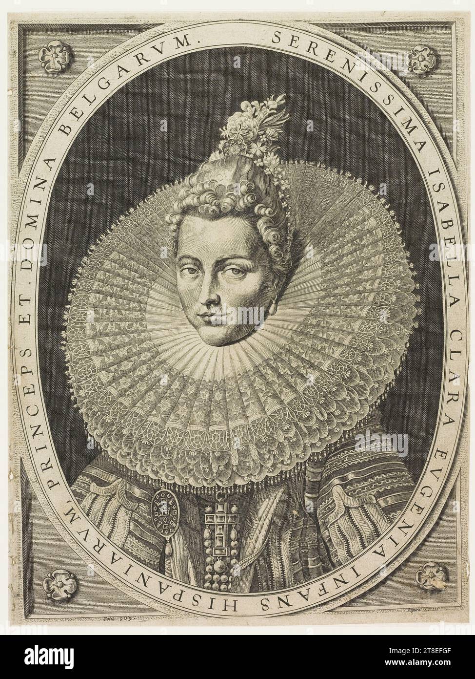 SERENISSIMA ISABELLA CLARA EVGENIA INFANS HISPANIARVM, PRINCEPS ET DOMNIA BELGARVM. Folio 909. Figura XVIII Stockfoto