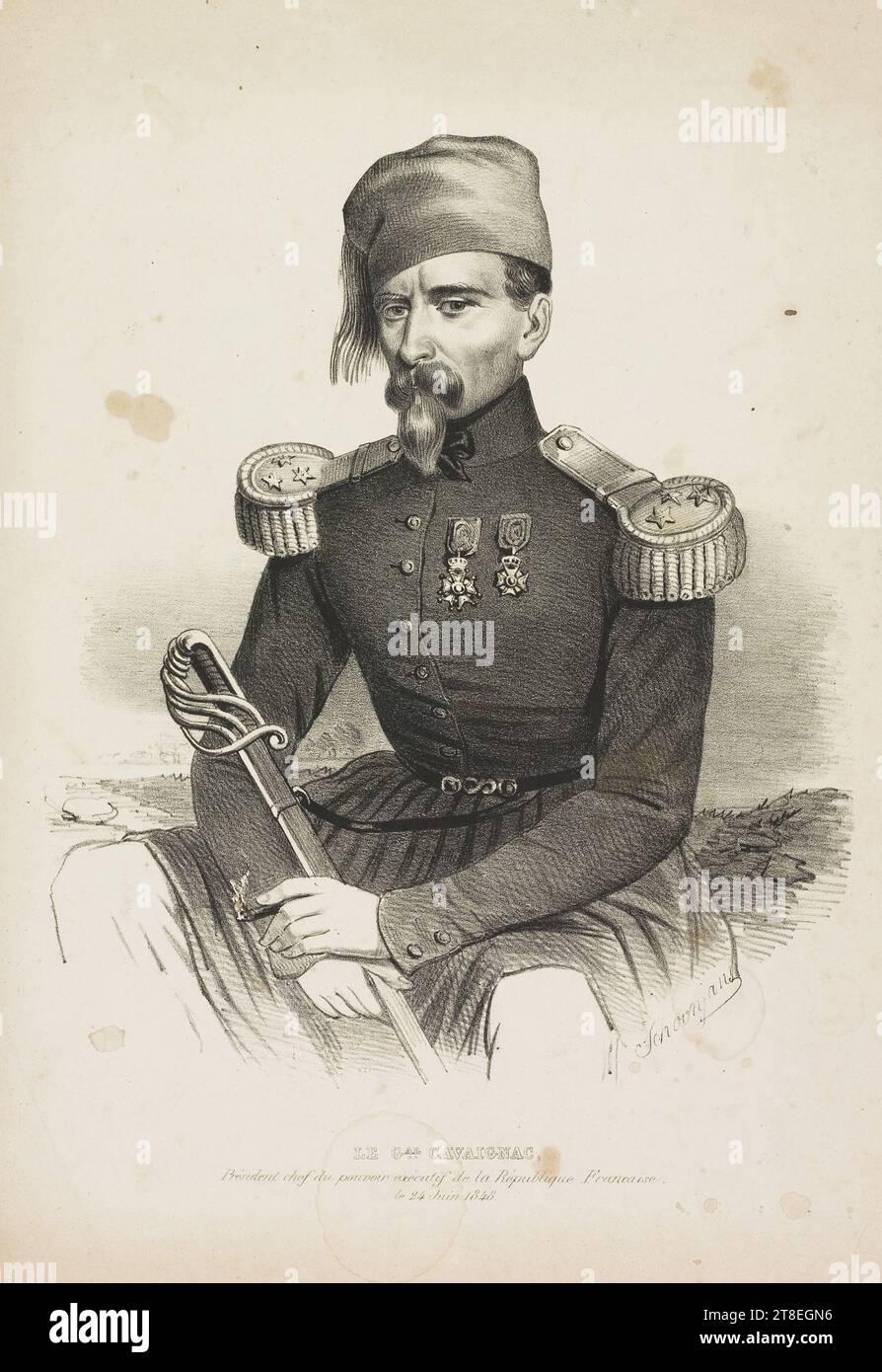 Schoonjans. GAL. CAVAIGNAC, Präsident der Exekutivgewalt der Französischen Republik. Juni 1848 Stockfoto