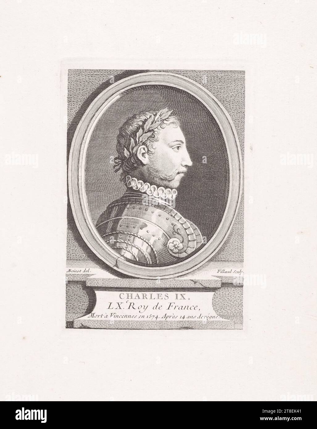 ABoizot del. Filloeul Sculp. CHARLES IX. Der X. König von Frankreich starb 1574 in Vincennes. Nach 14 Jahren Herrschaft Stockfoto