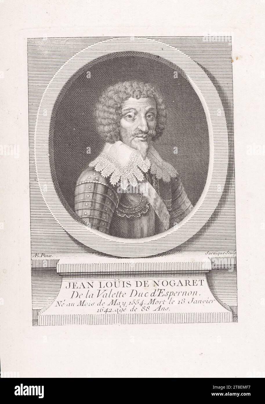 AE. Pinx. Sornique Sculp. JEAN LOÜIS DE NOGARET de la Valette Herzog von Espernon, geboren im Mai 1554. Starb am 13. Januar 1642 im Alter von 88 Jahren Stockfoto