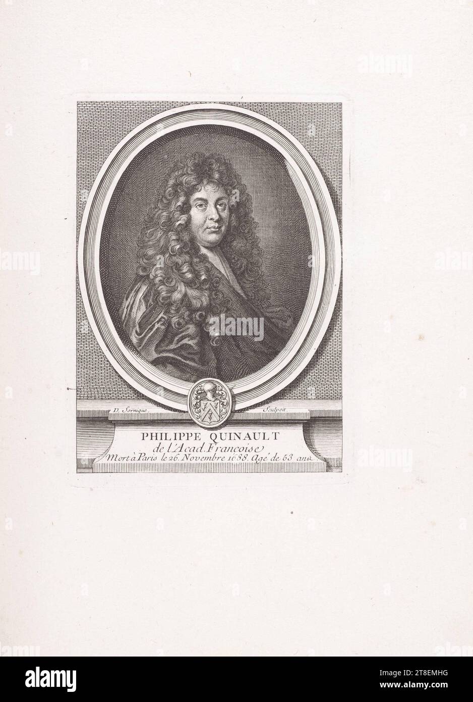 D. Sornique. Sculpsit. PHILIPPE QUINAULT von der Französischen Akademie starb am 26. Oktober in Paris. November 1688. 53 Jahre alt Stockfoto