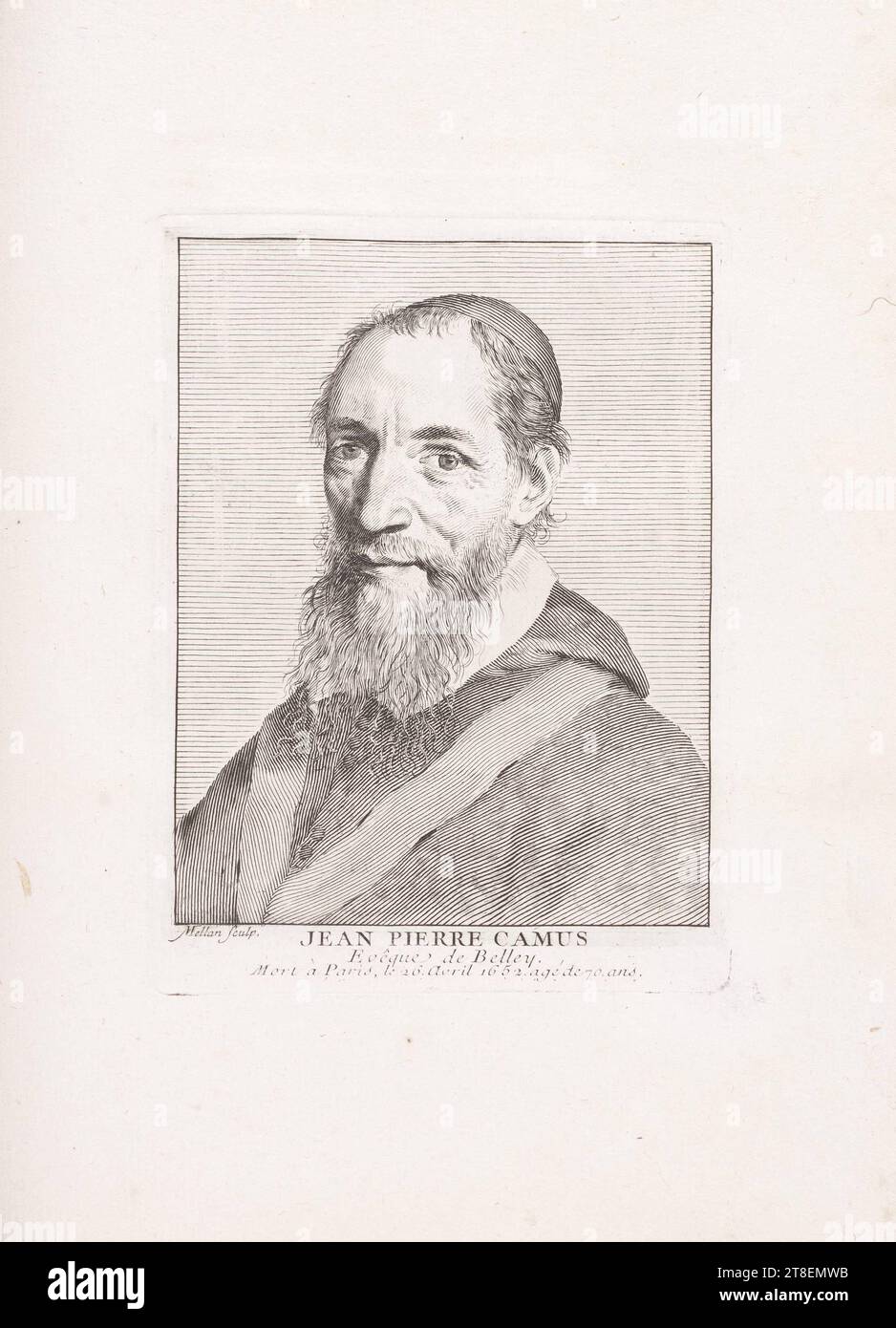Mellan Sculp. JEAN PIERRE CAMUS Bischof von Belley. Starb am 26. April in Paris. April 1652. 70 Jahre alt Stockfoto
