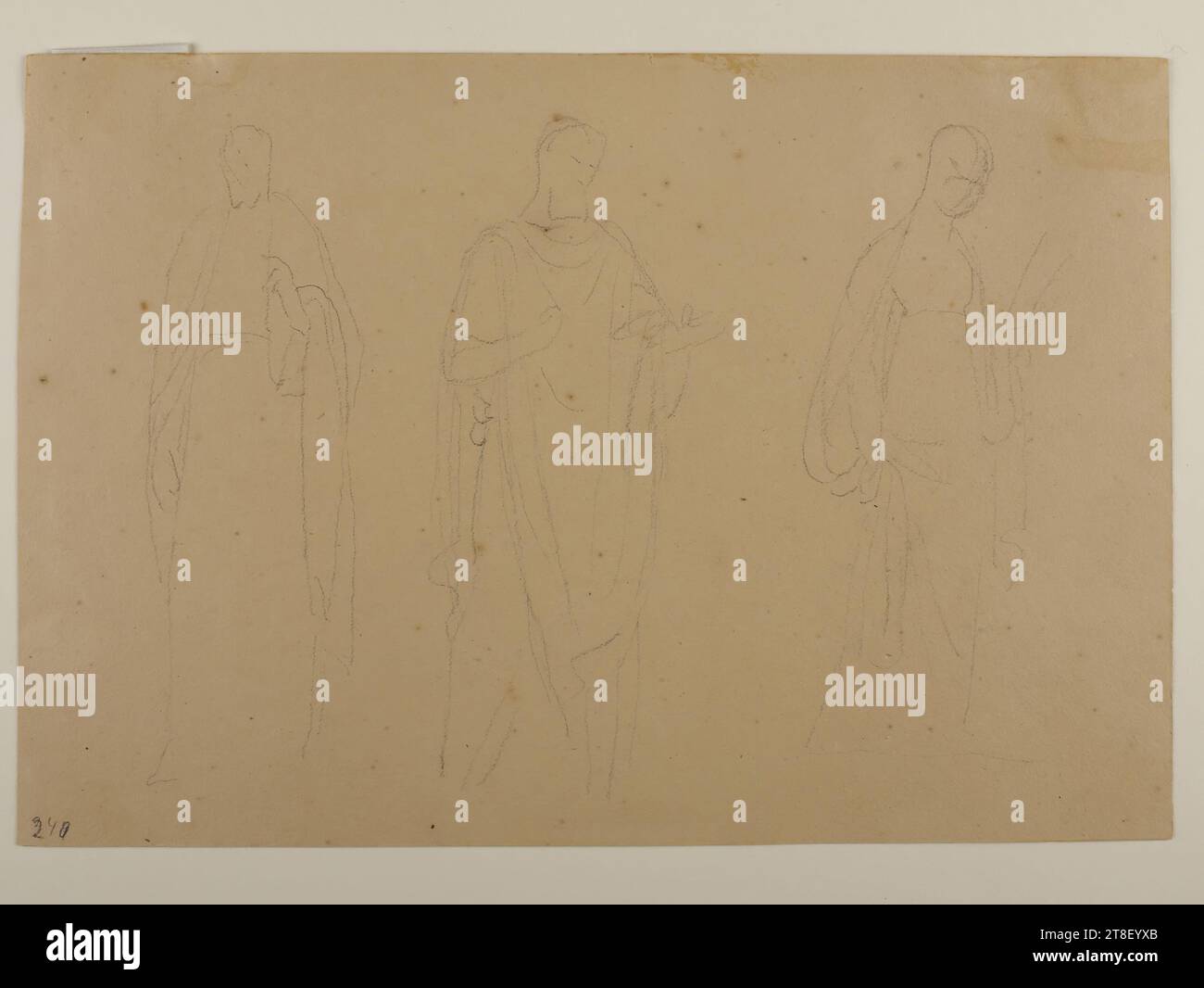 Männliche und weibliche religiöse Figuren, Bertel Thorvaldsen, 1770-1844, 1819, Zeichnung, Papier, Farbe, Graphit, gezeichnet, Höhe 180 mm, Breite 263 mm, Zeichenkunst, Zeichnung, Europa, Moderne (1800 - 1914 Stockfoto