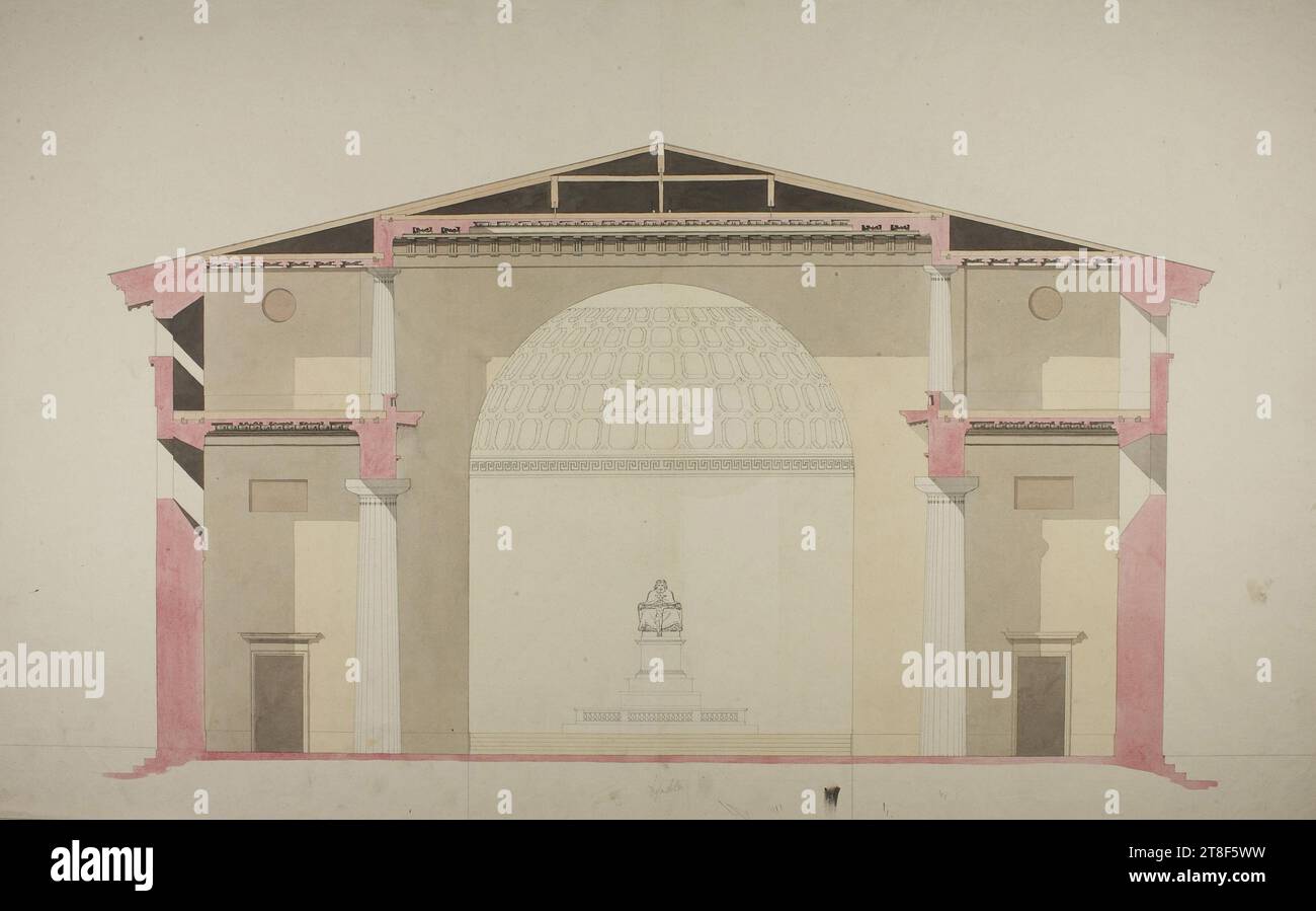 Church, Cross Section, C.F.F. Stanley, 1769-1805, 1805, Zeichnung, Aquarell, Zeichnung, Architekturzeichnung, Papier, Farbe, Tinte, Farbe, Aquarell, Farbe, Graphit, lackiert, gezeichnet, Höhe 615 mm, Breite 980 mm, Zeichenkunst, Zeichnen, Europa, Moderne (1800 - 1914) Stockfoto