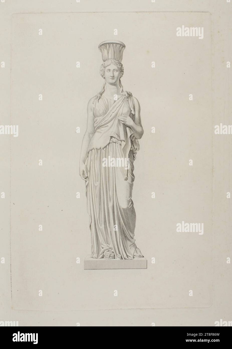 Caryatid, Bernardino Consorti, 1826, Grafik, Kupfergravur, Papier, Farbe, Druckertinte, Kupfergravur, Drucken, Höhe (Plattengröße?) 306 mm, Breite (Plattengröße?) 209 mm, Grafikdesign, Europa, Modernität (1800 - 1914 Stockfoto