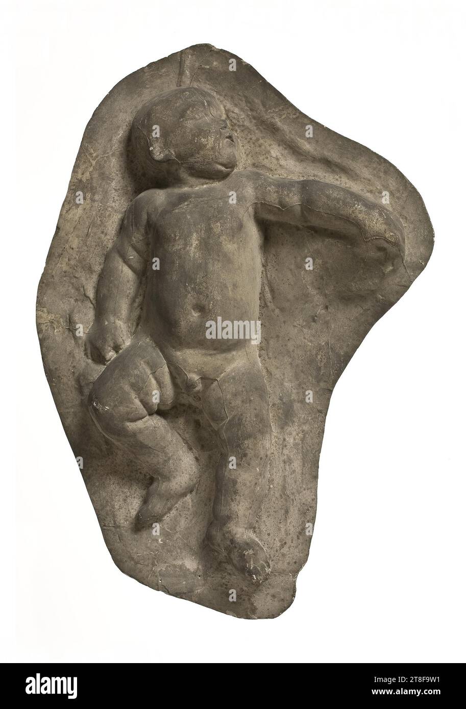 Schlafendes Kind, Skulptur, Relief, Guss, Höhe 36,9 cm, Skulptur Stockfoto