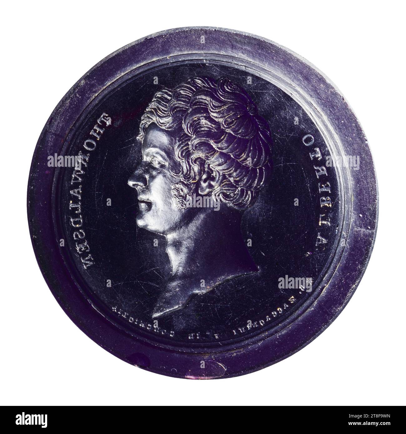 Bertel Thorvaldsen, Bonfiglio Zaccagnini, Skulptur, Relief, Medaillon, Guss, Höhe 7,5 cm, B. ZACCAGNINI F IN CONCHICLIA, ALBERTO THORVALDSEN, Skulptur, Europa Stockfoto