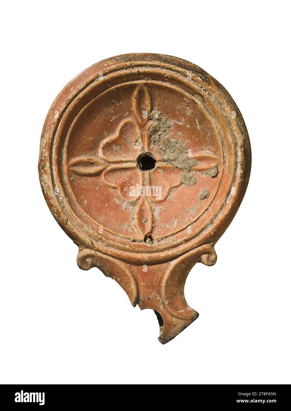 Lampe mit Rosette, 80, Möbel, Lampe, befeuert, modelliert, Höhe 8 cm, Keramik, römisch (753 v. Chr. - 476 Stockfoto