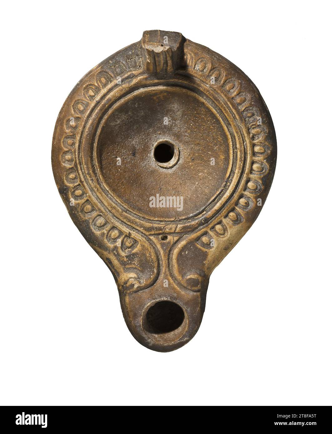 Lampe, 50 - 125, Möbel, Lampe, Befeuert, modelliert, Höhe 9,2 cm, Töpferwaren, Keramik, römisch (753 v. Chr. - 476 Stockfoto